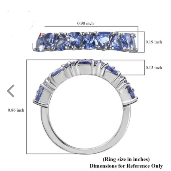 Tanzanite Half Eternity Band Ring in Platinum Over Sterling Silver 1.35 ctw - Picture 8 of 10